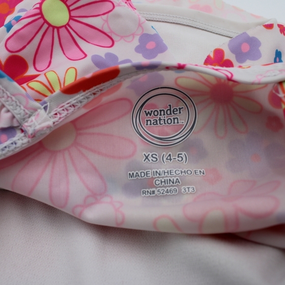 Wonder Nation Girls Floral Swimsuit 2-Piece Size 4/5 - Picture 6 of 6